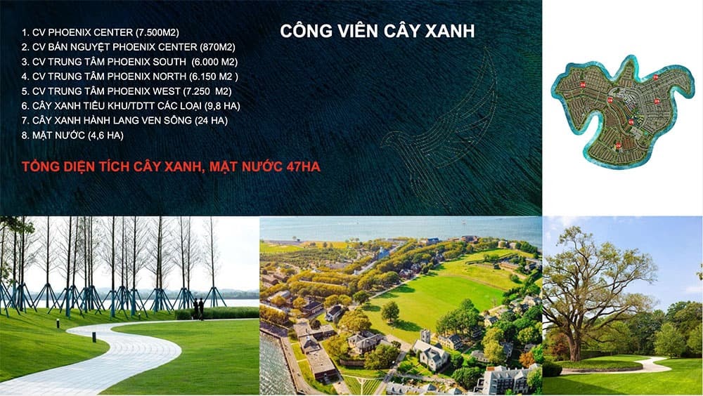 Mảng xanh “khủng” trong dự án Đảo Phượng Hoàng với nhiều công viên